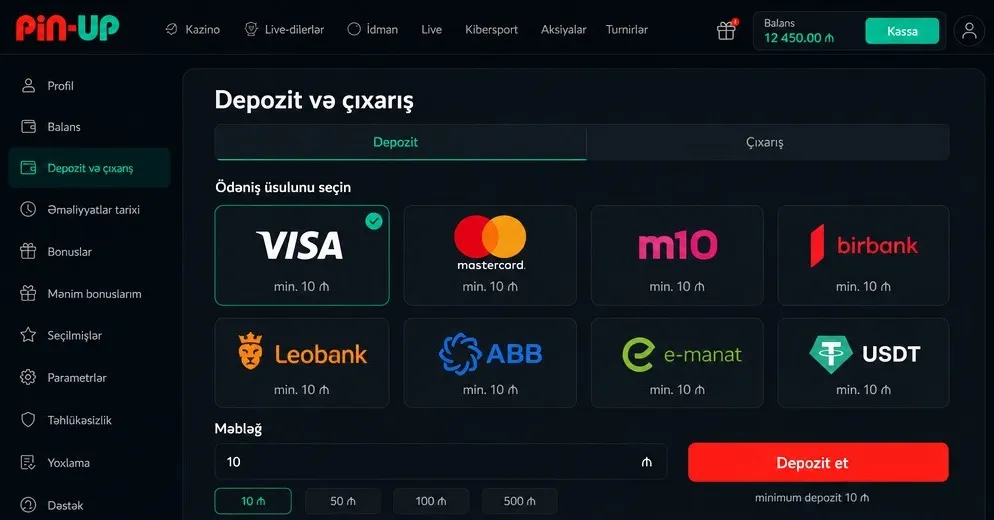 Bonuslar və promosyonlar Pin Up Casino