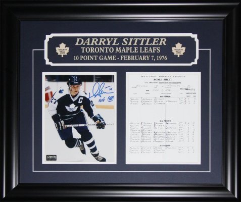 Darryl Sittler Toronto Maple Leafs 10 Point Game Score Sheet Signed